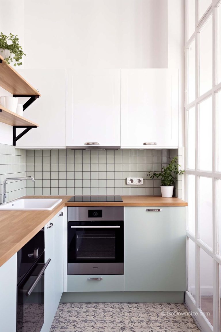 View of 22 Green Kitchen Designs For Small Spaces | GoDownsize