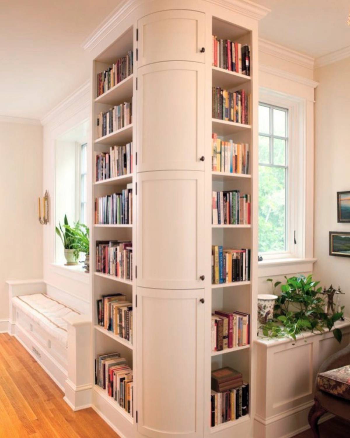 arch edge bookshelves and cabinets