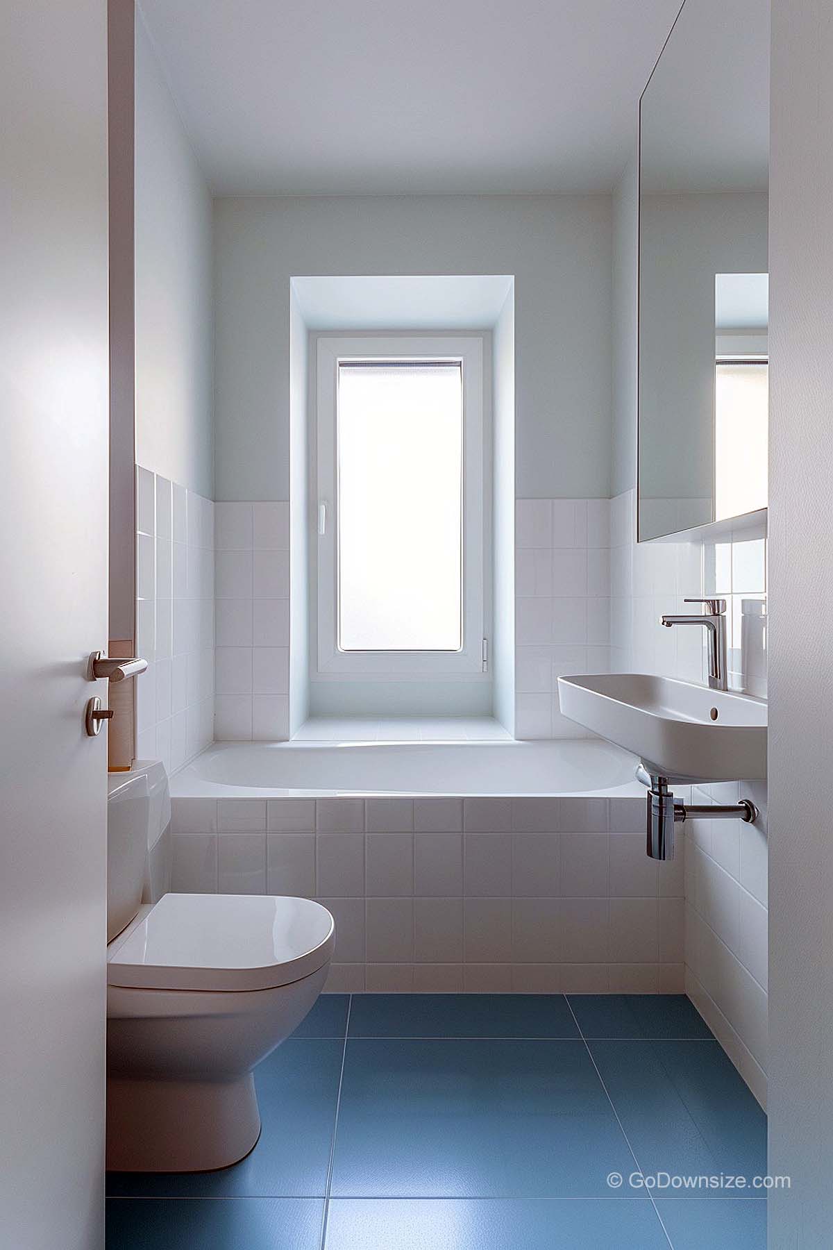 blue and white bathroom tiles
