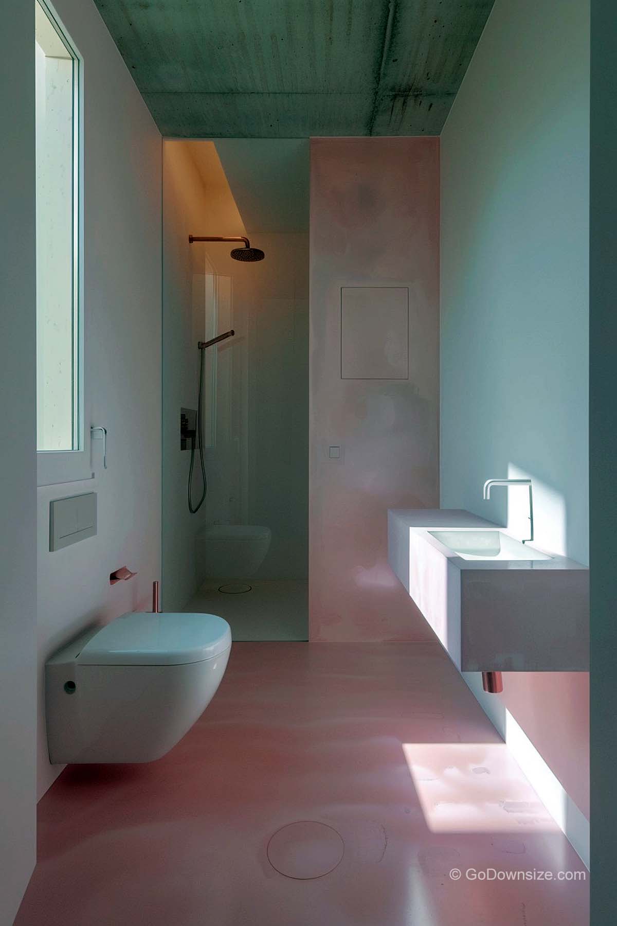 dusty rose bathroom floor