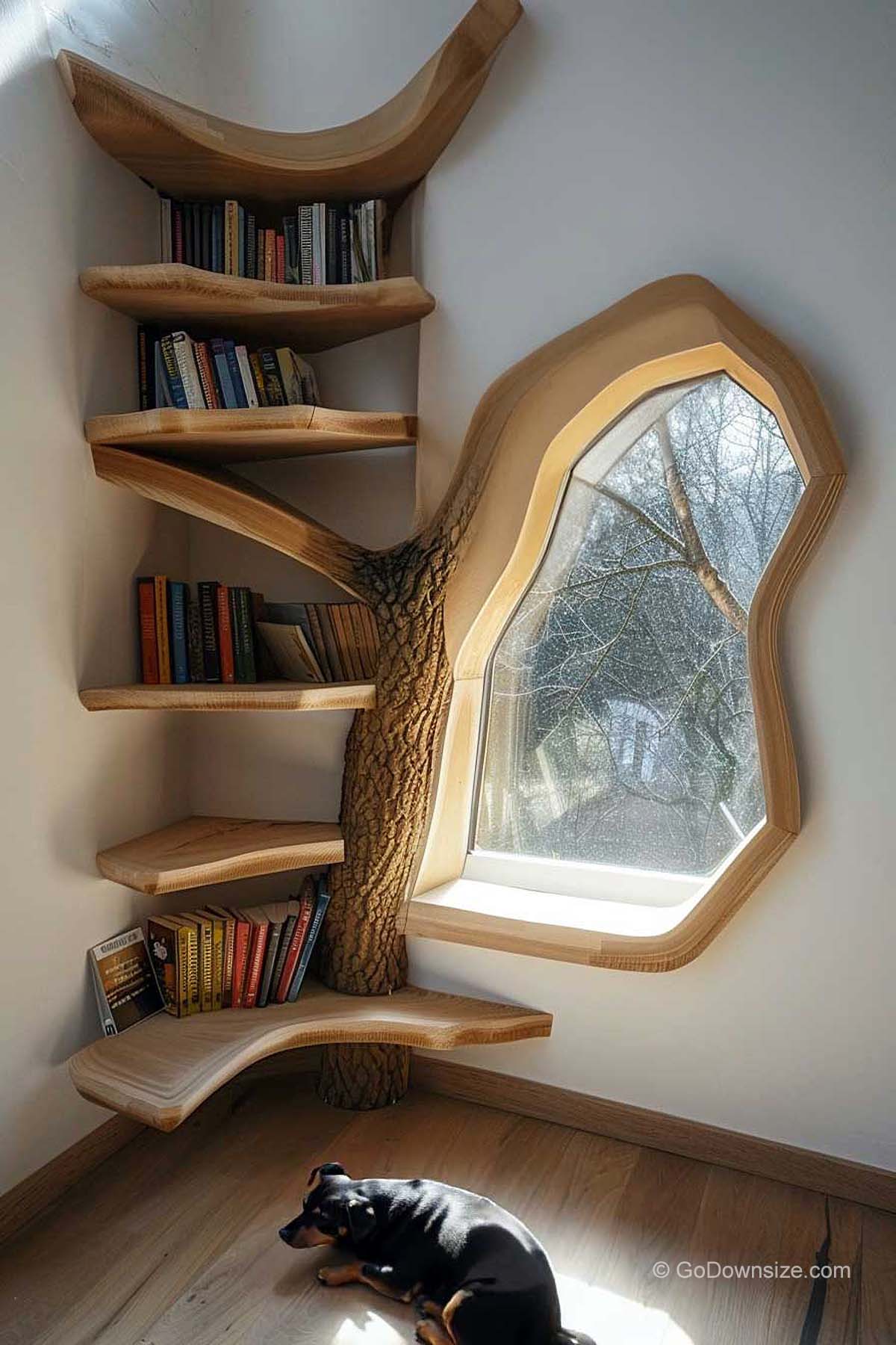 floating shelves on corner