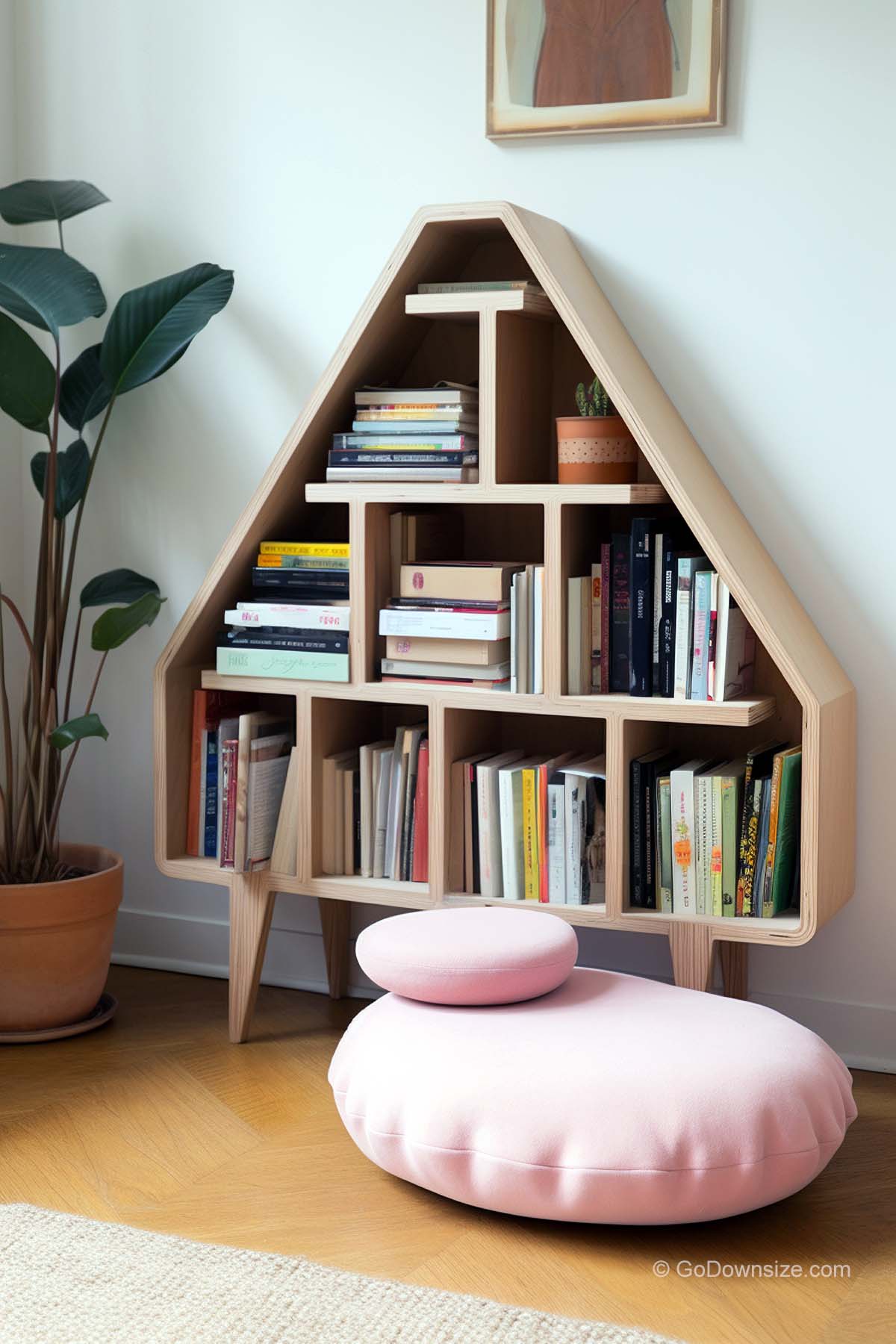 free-standing house shaped shelves