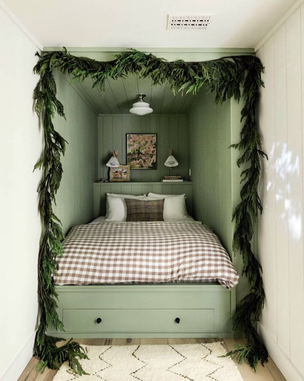 green bed with storage
