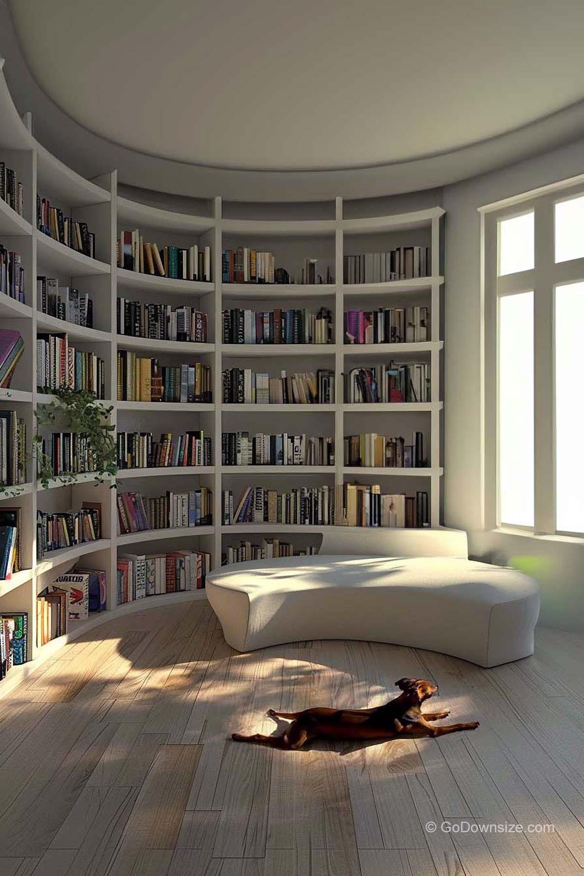 minimalist arch floor to ceiling bookheves