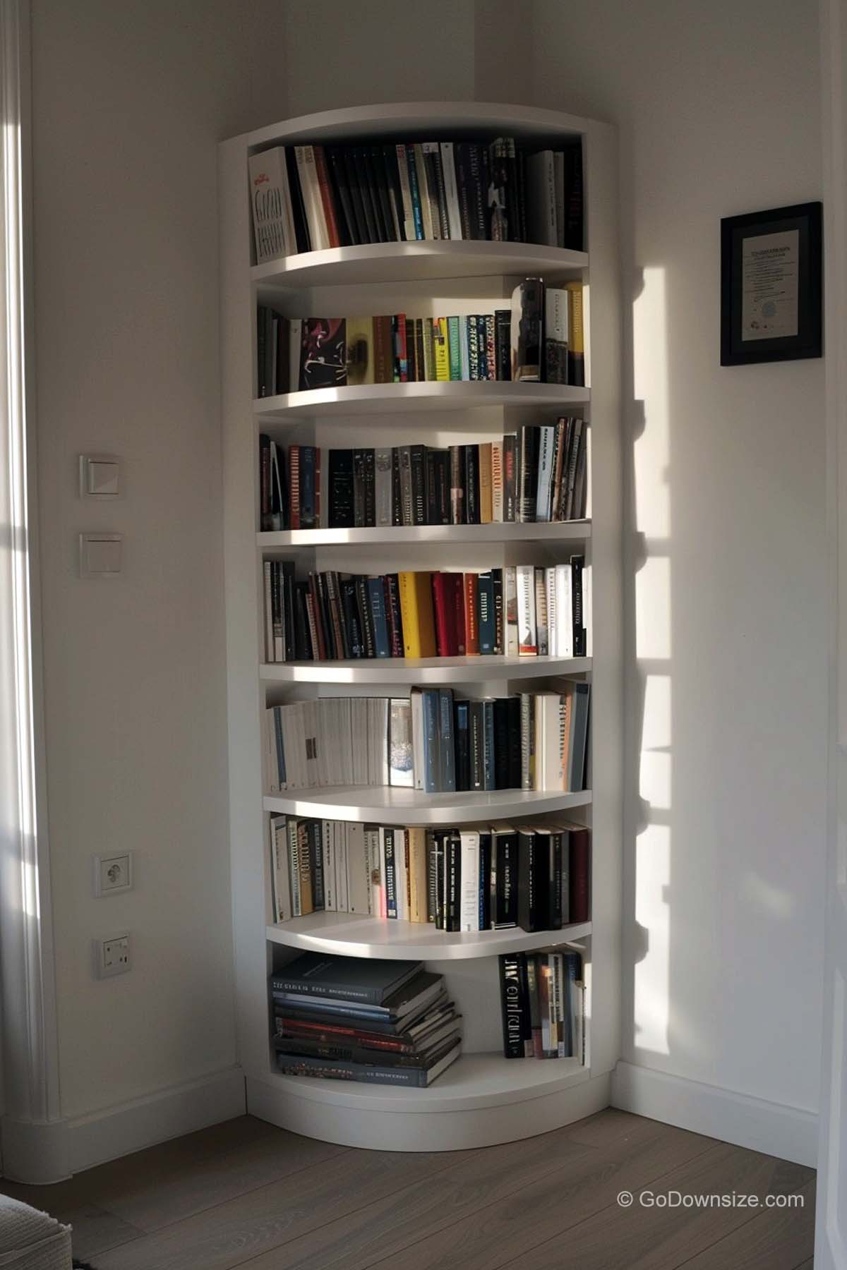 minimalist tired bookshelves