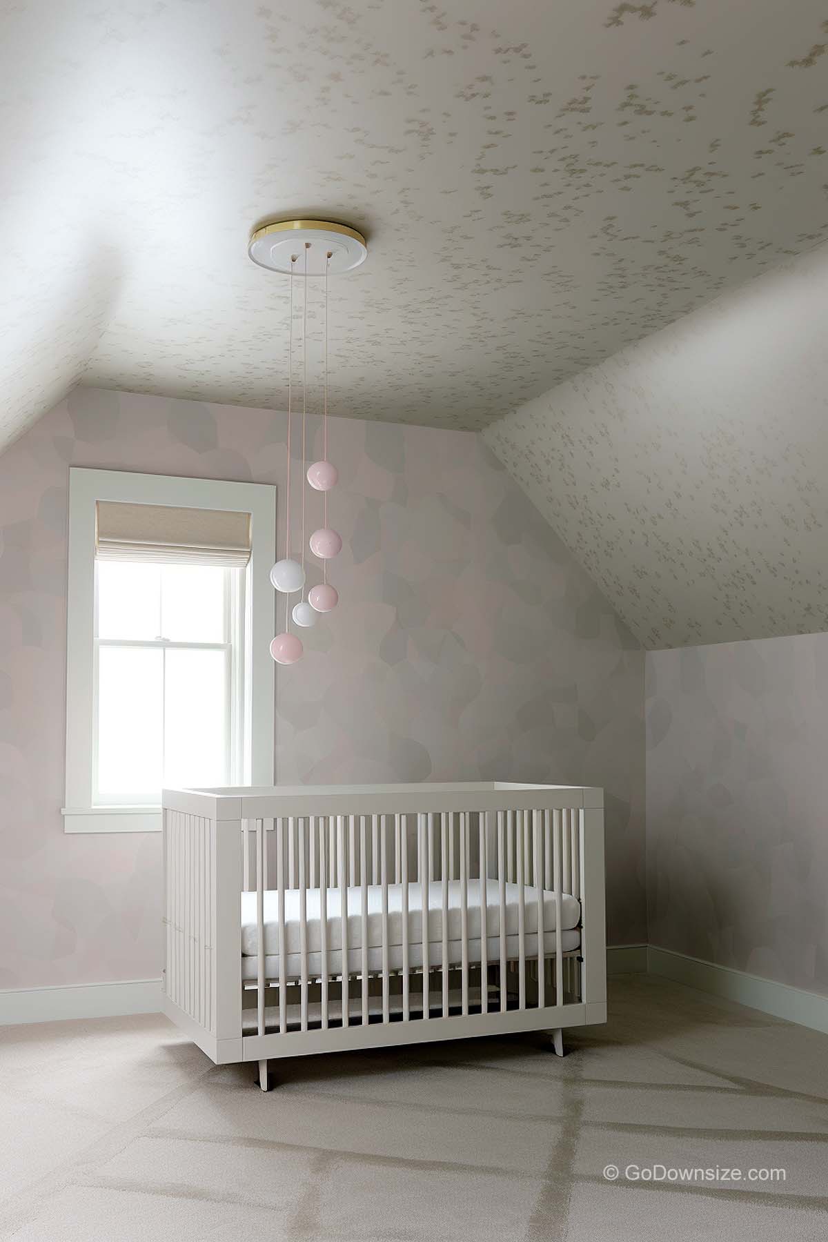 nursery room with minimalist wallpaper