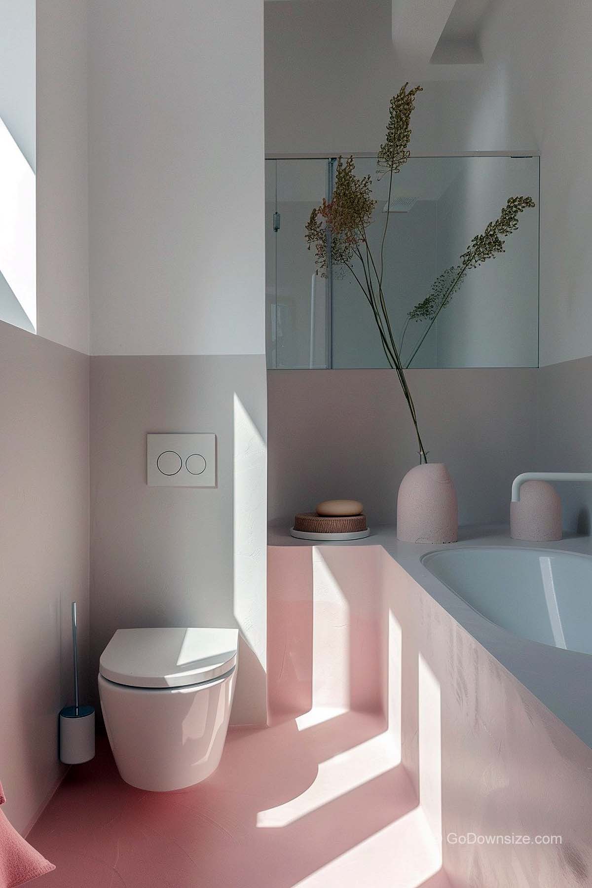 painted bathroom floor and walls