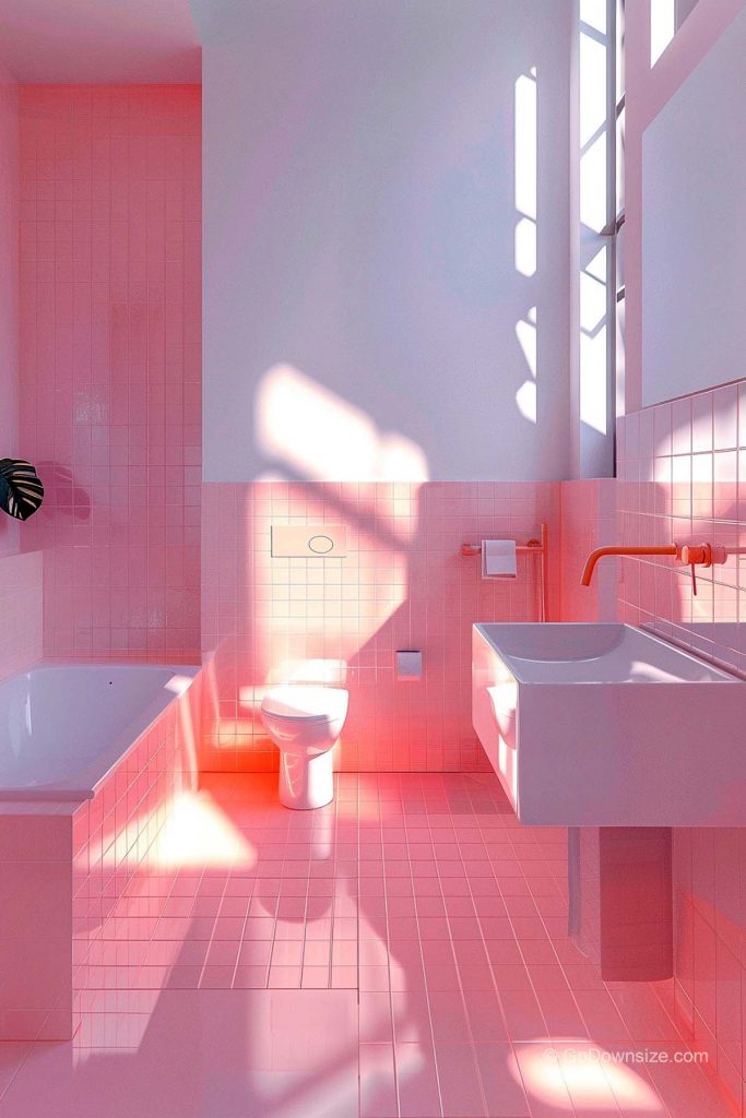 plain pink bathroom tiles