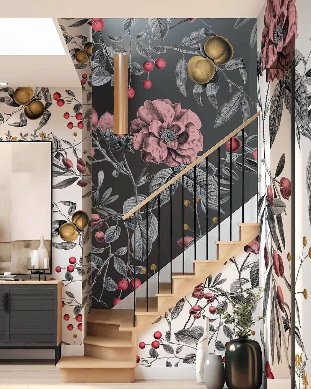 roses and berries wallpaper