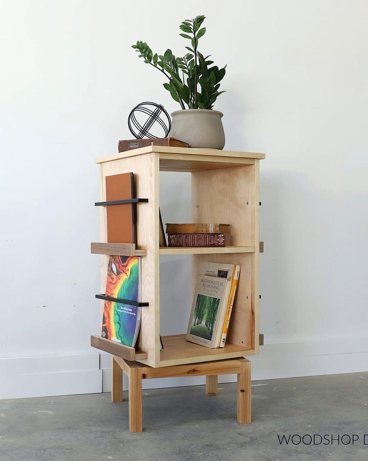 rotating wooden bookcase