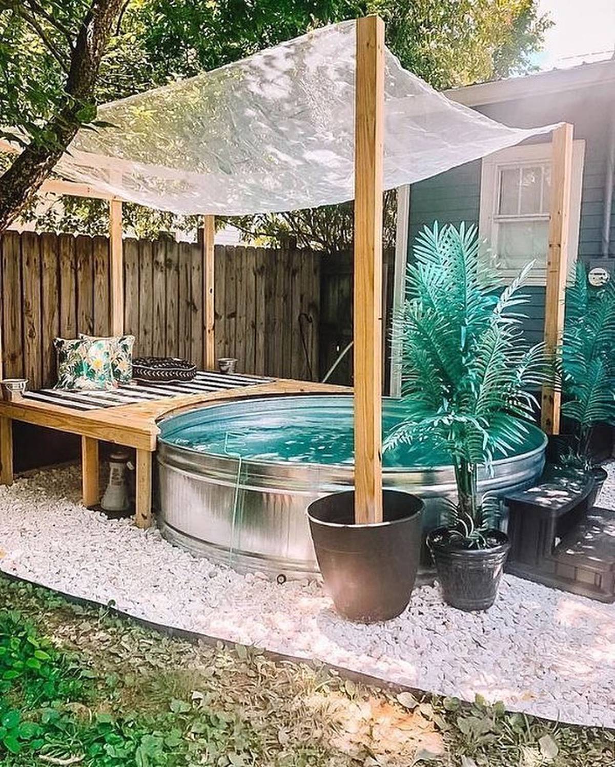 metal round pool with net shade
