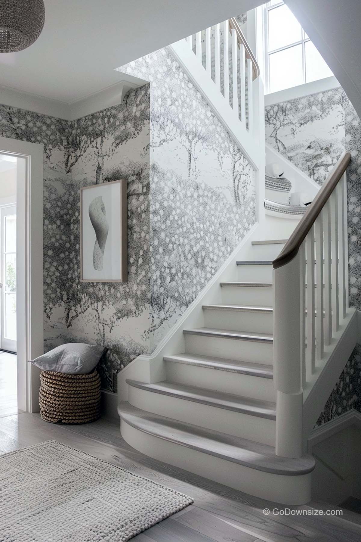 taupe staircase wallpaper