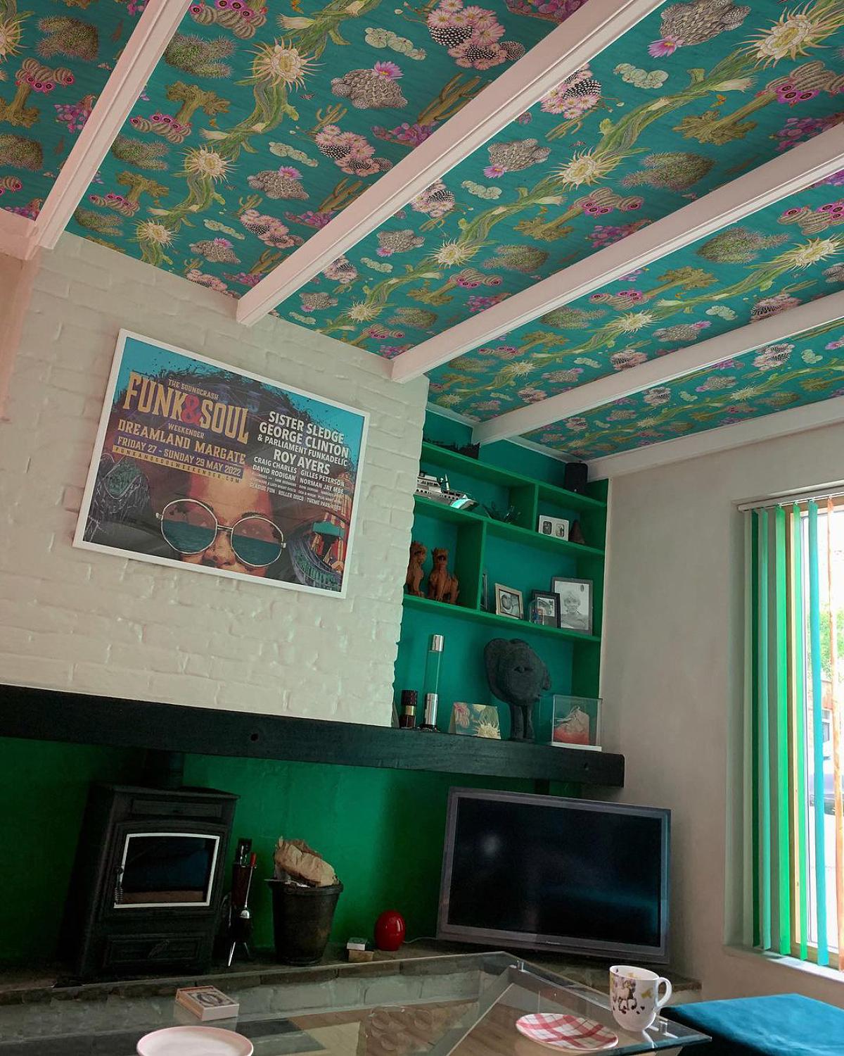 wallpaper behind purlins
