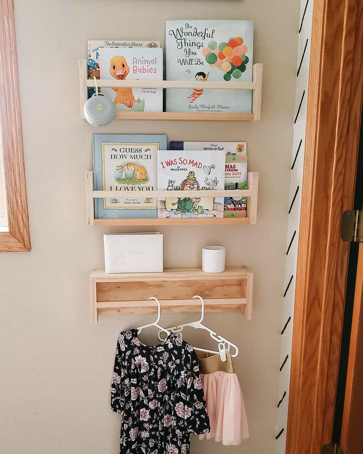 wooden bookshelves for kids