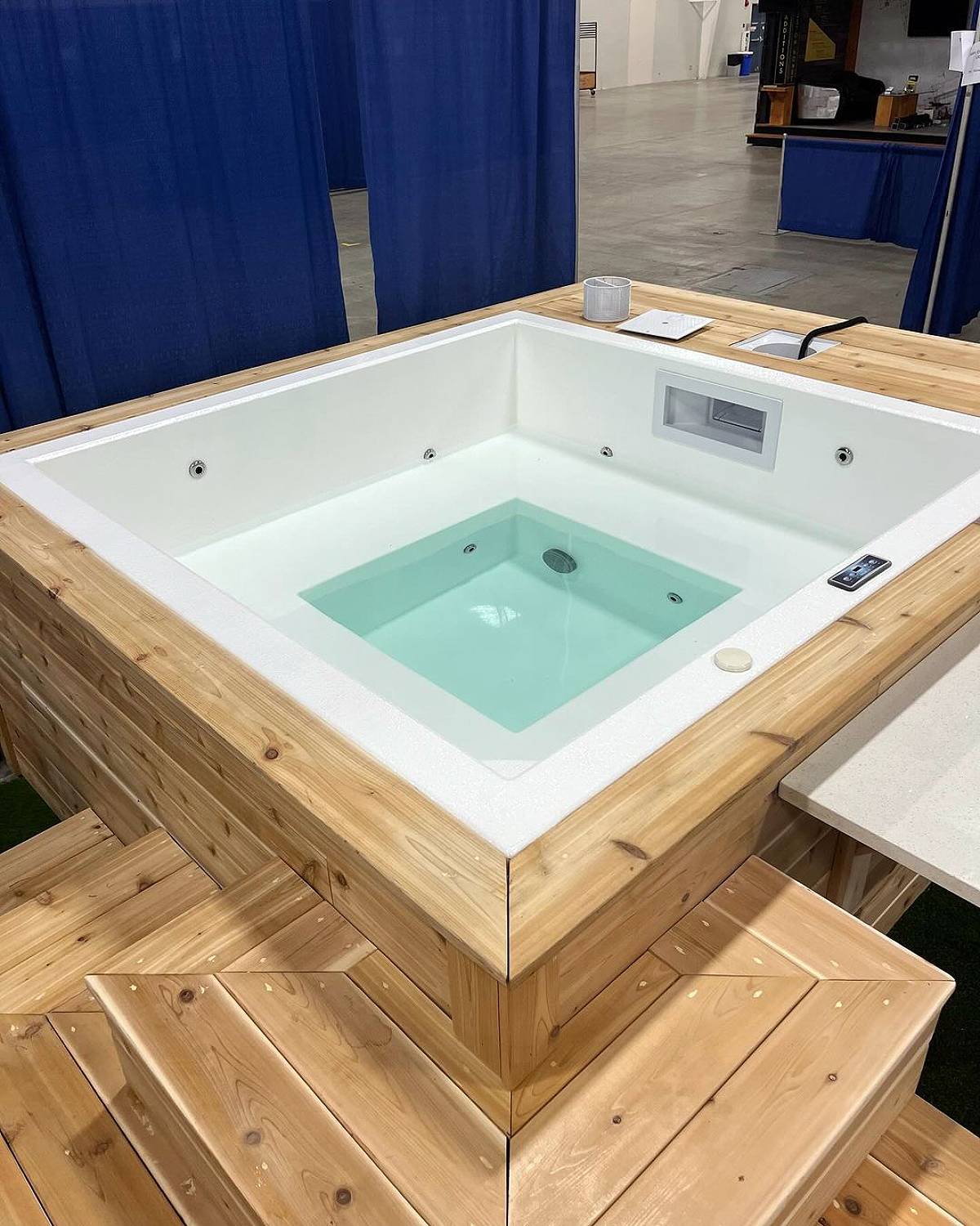 wooden pool with heater
