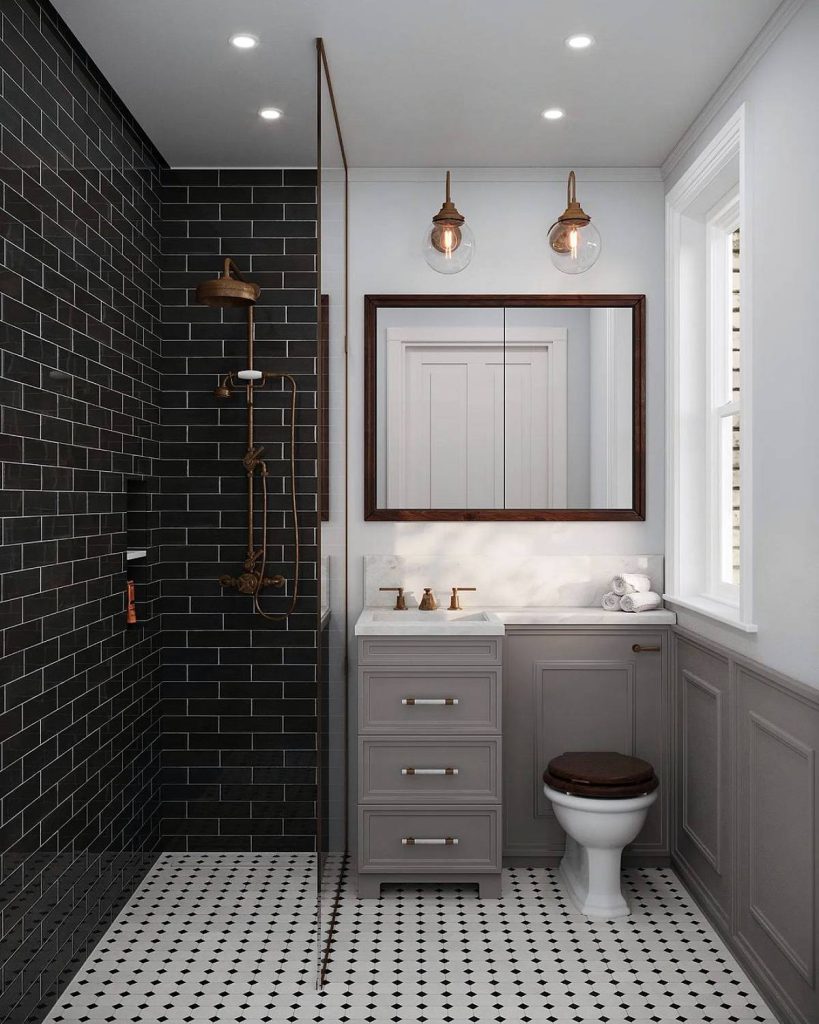black and white bathroom