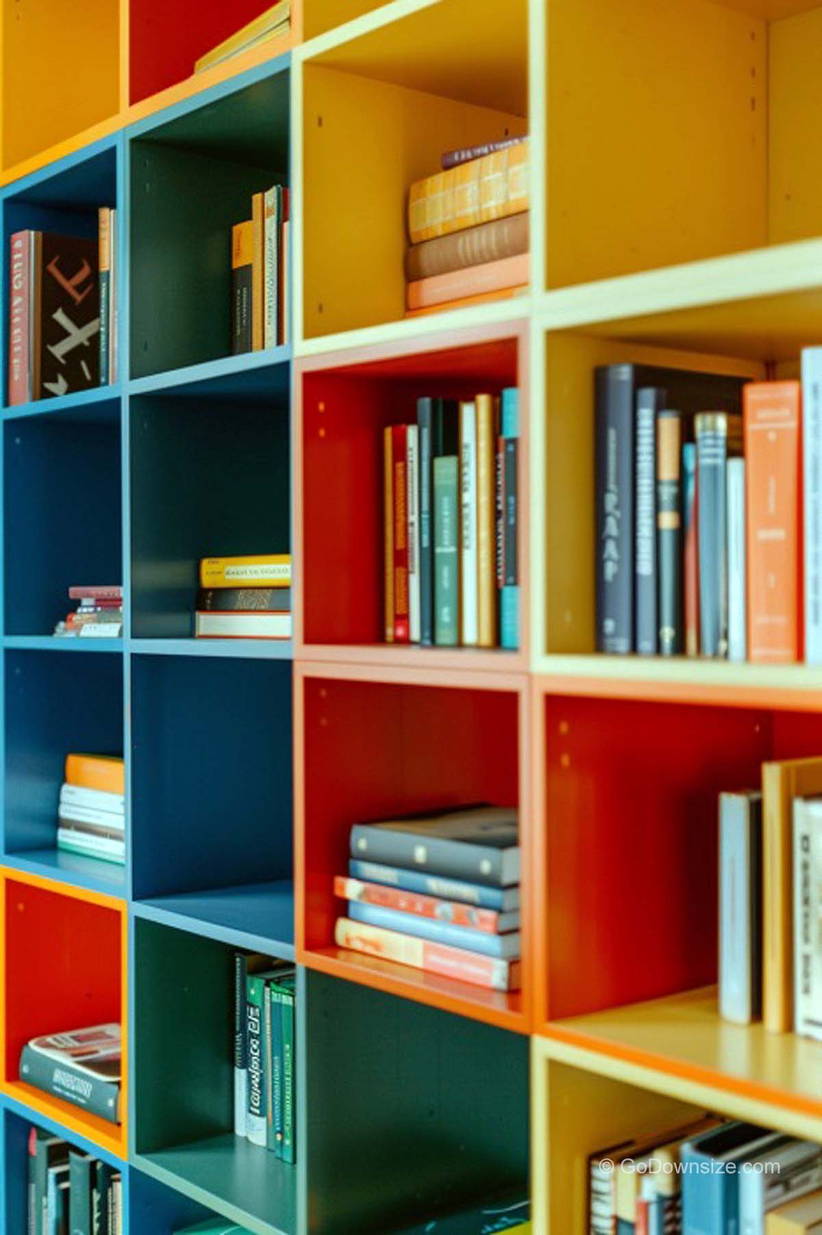 colorful wall cubbies