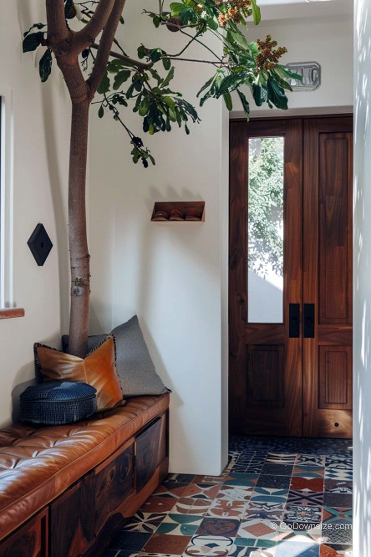 hallway with different floor tiles design