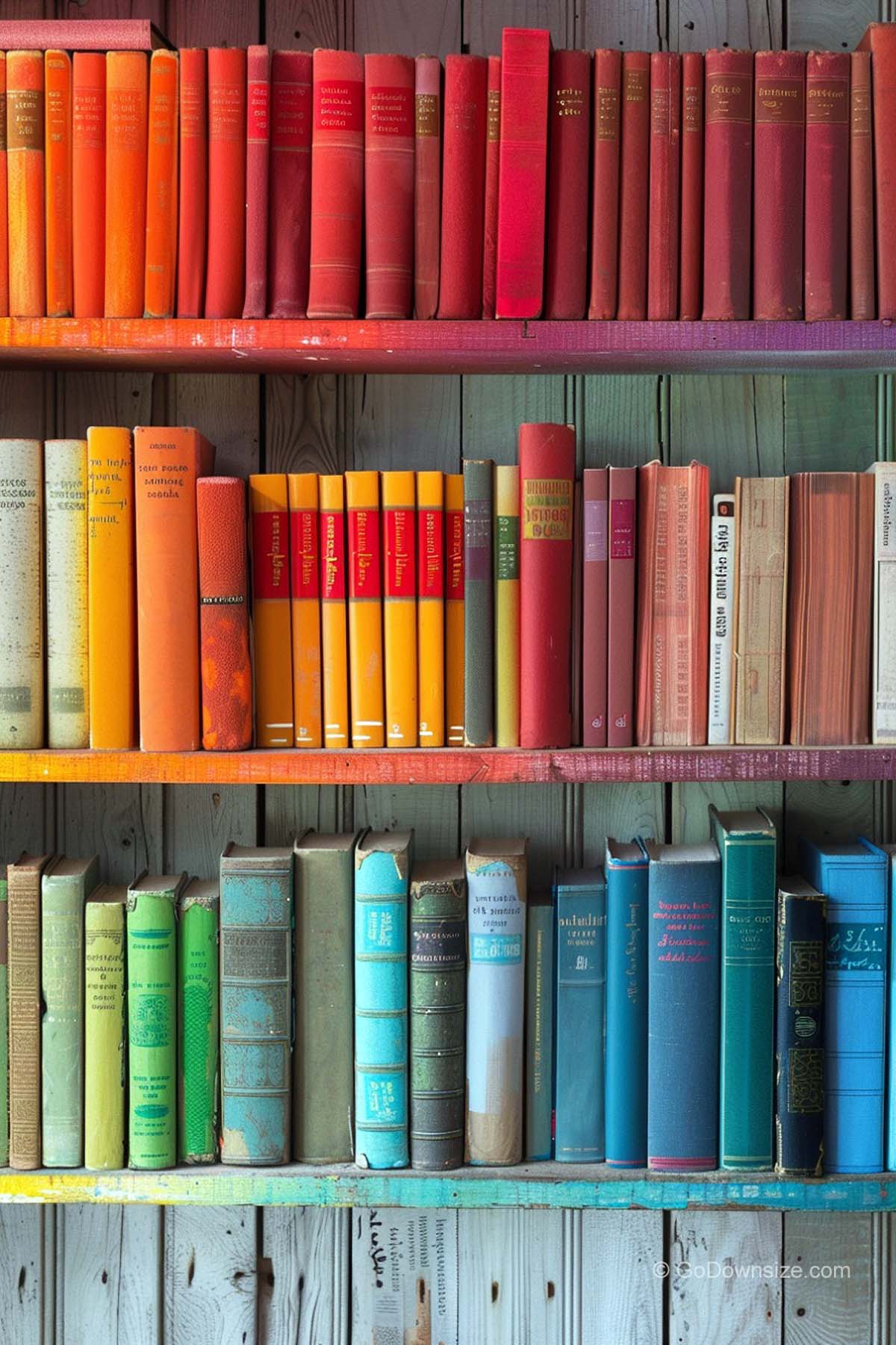 matching color books and shelves