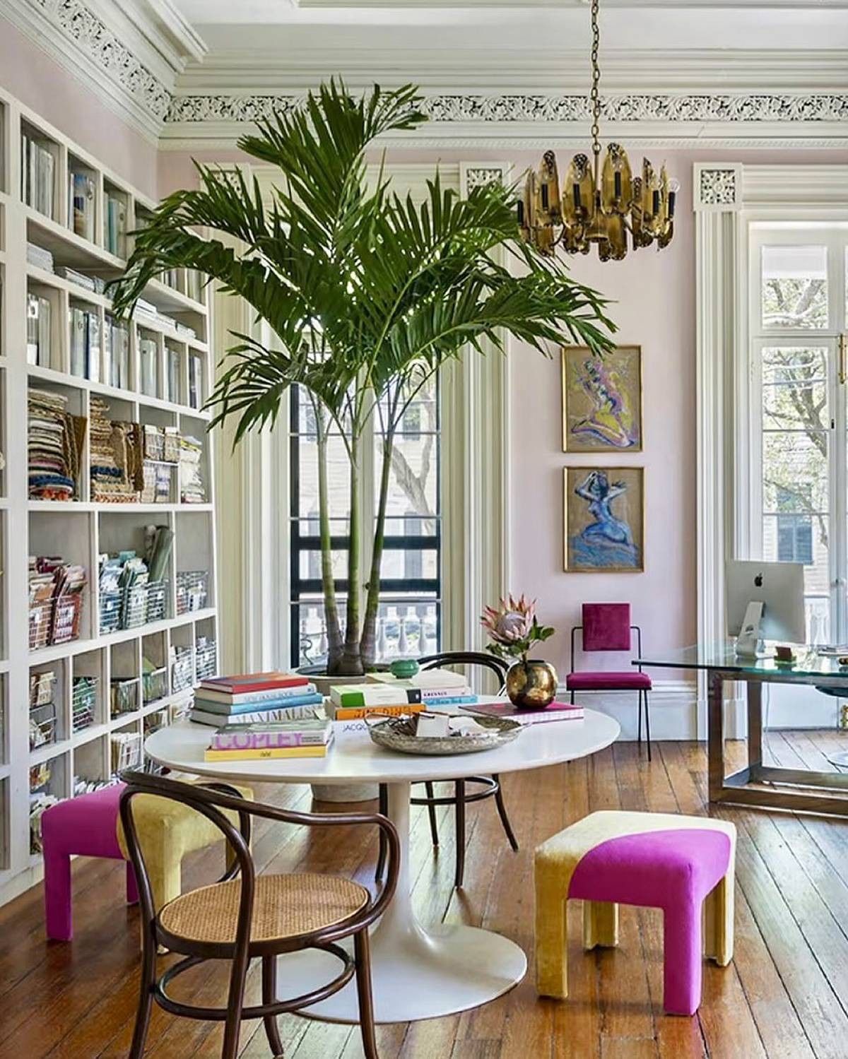 office room with palm tree