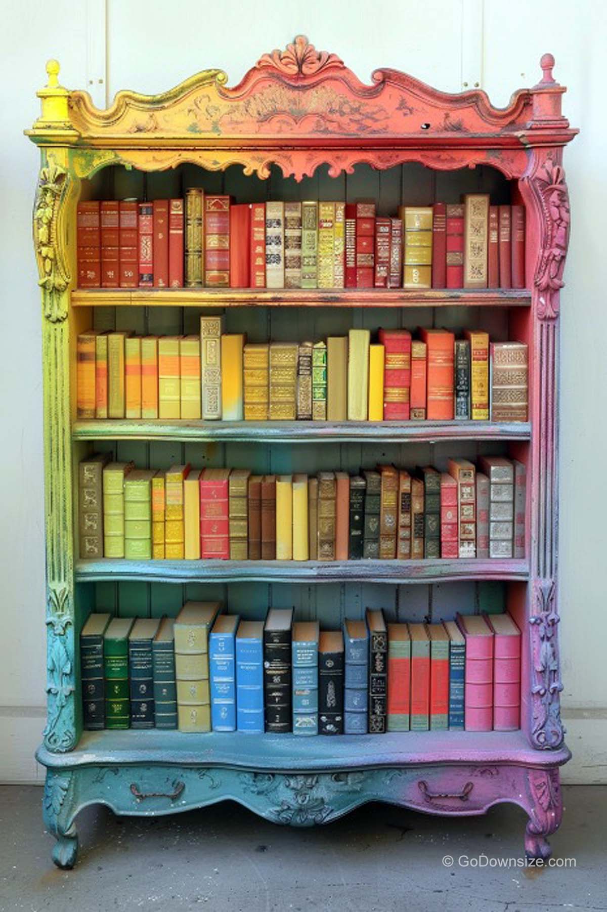 painted old open cabinet