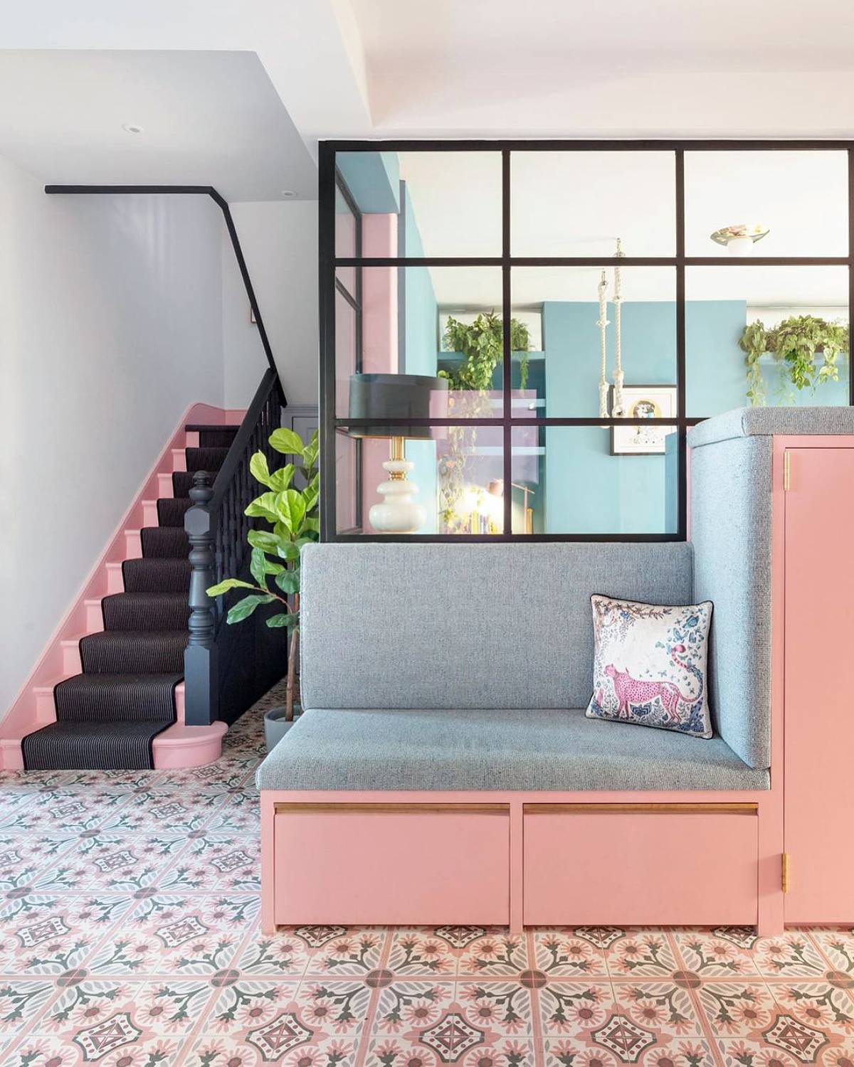 pink floor and seating