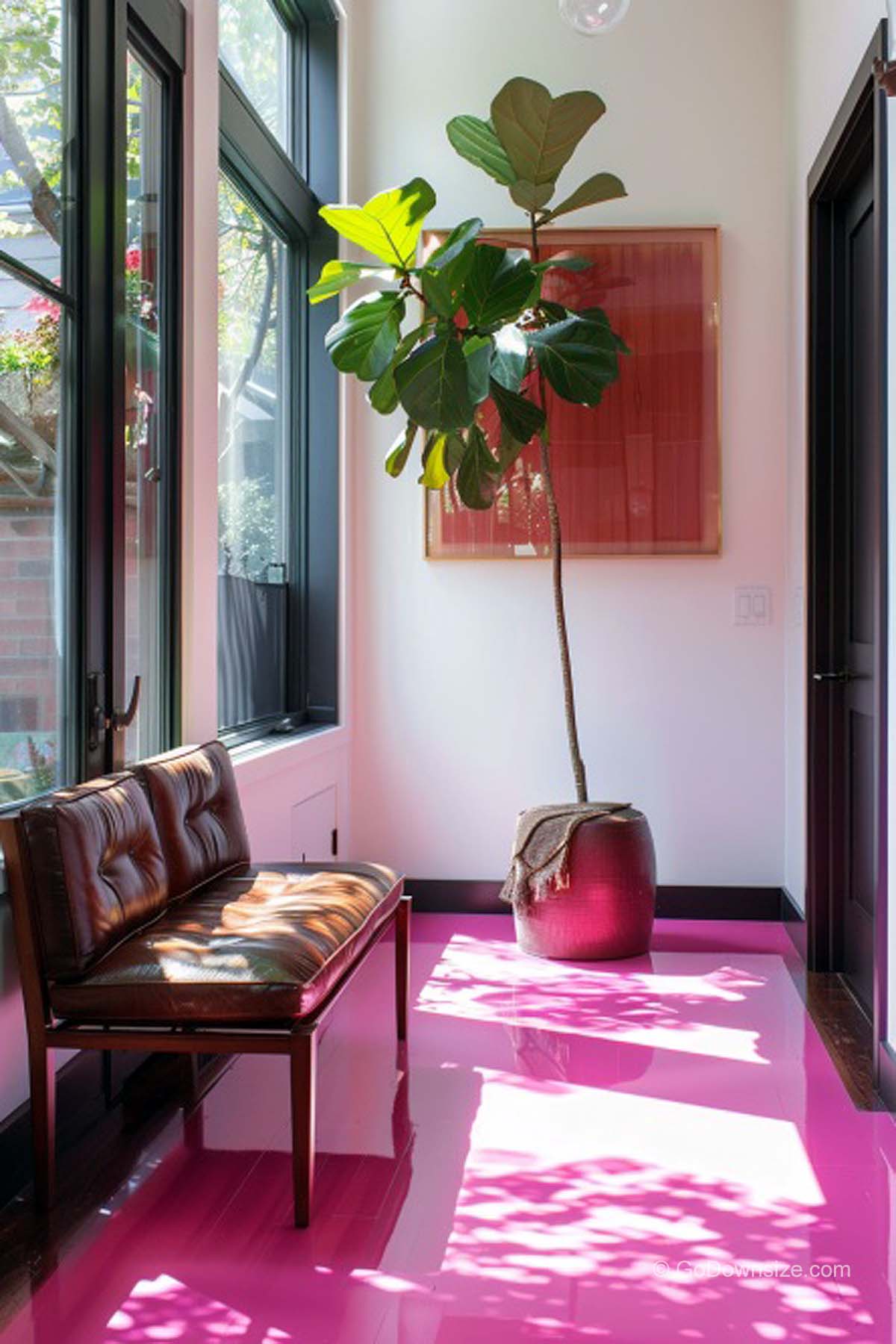 tree on a pink floor tiles