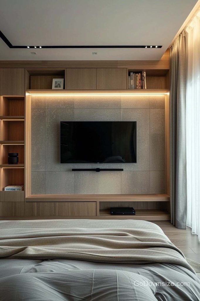 27 Bookshelves With TVs That Look Amazing | GoDownsize