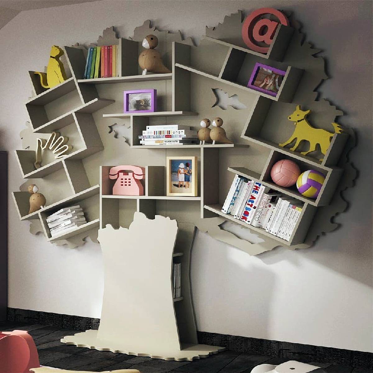 tree trunk shelves