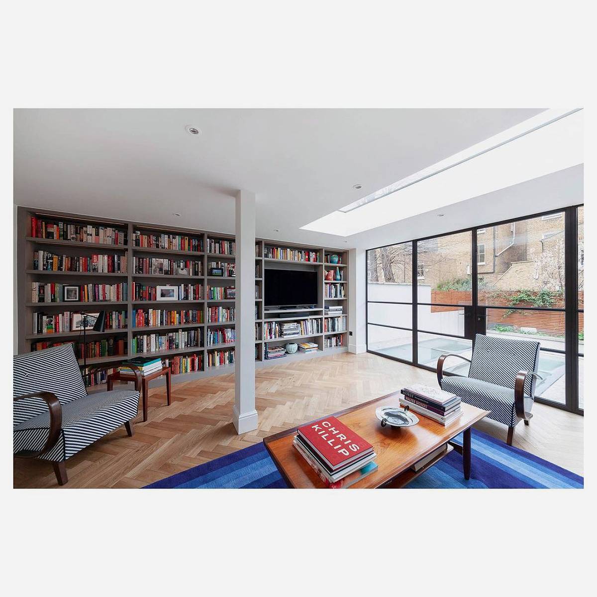 wall full of bookshelves
