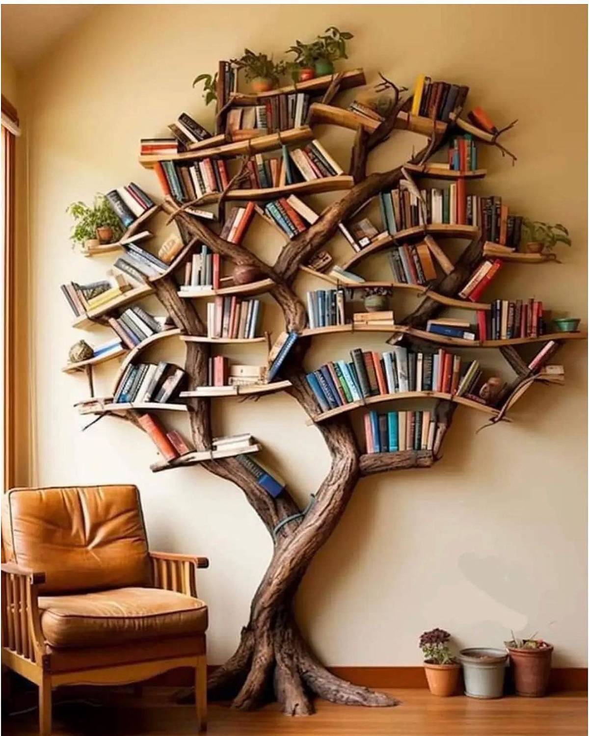 wall-mounted tree bookshelves