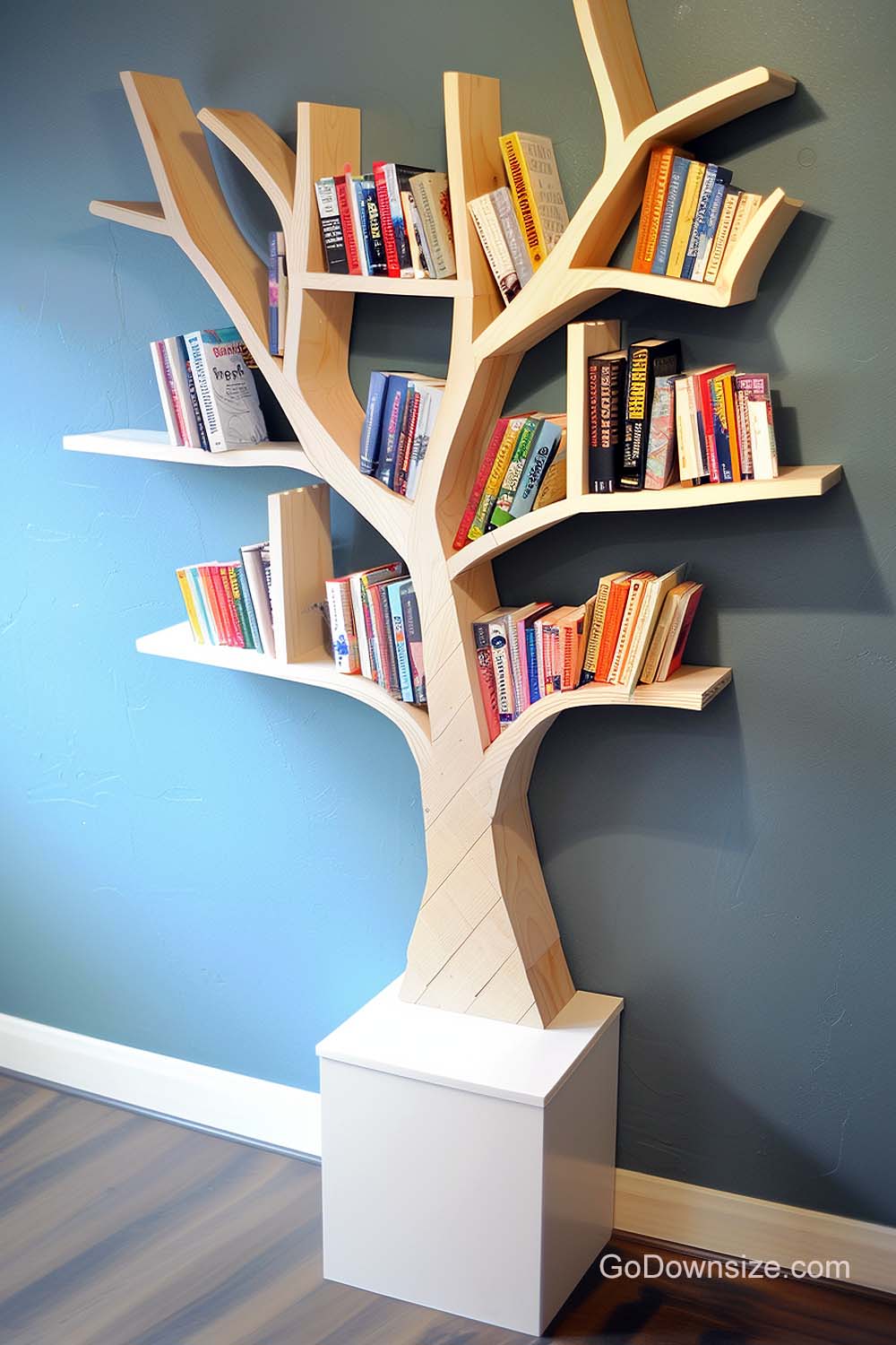 wooden tree shelves with stand