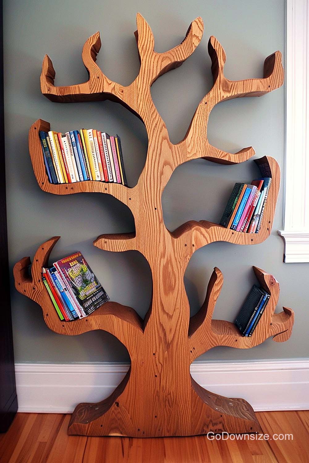 wooden tree shelves