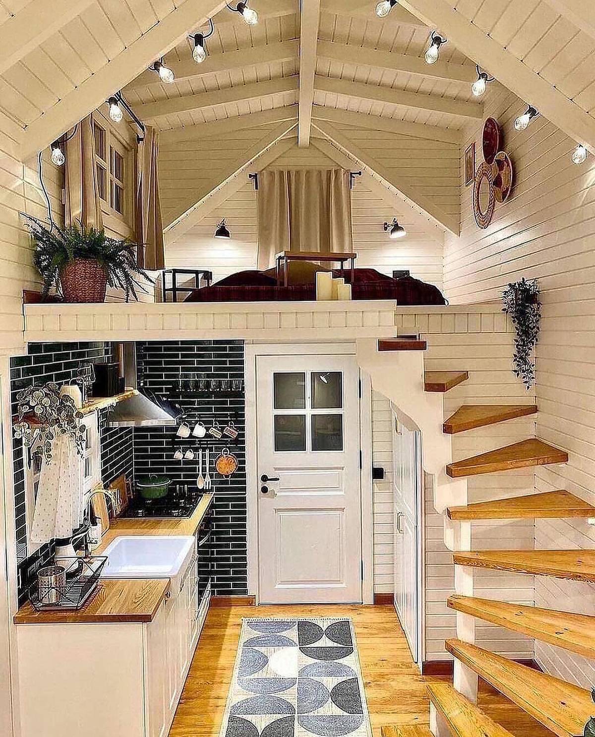 One-Wall Kitchen Beneath Loft Bed
