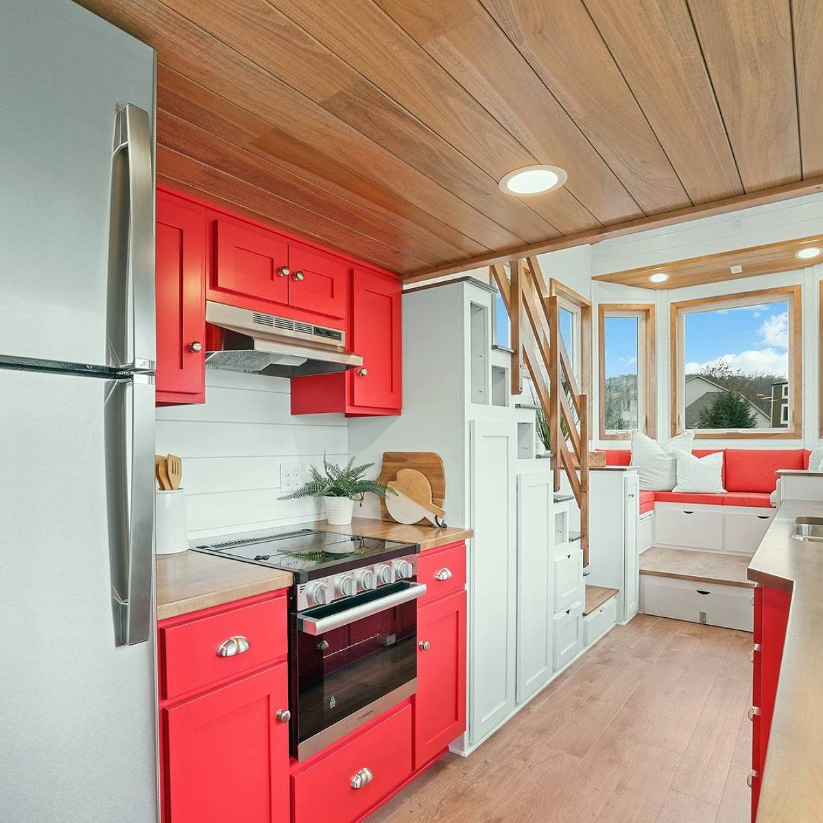 TIny House With Red Kitchen